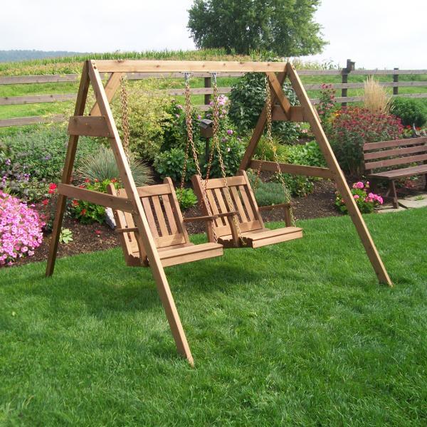 A &amp; L Furniture Western Red Cedar 5&#39; 2x4 A-Frame Swing Stand for 2 Chair Swings (Hangers Included) Porch Swing Stands Unfinished