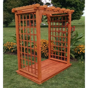 A & L Furniture Western Red Cedar Lexington Arbor with Deck Porch Swing Stands 4ft / Unfinished