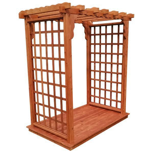 A & L Furniture Western Red Cedar Lexington Arbor with Deck Porch Swing Stands 4ft / Unfinished