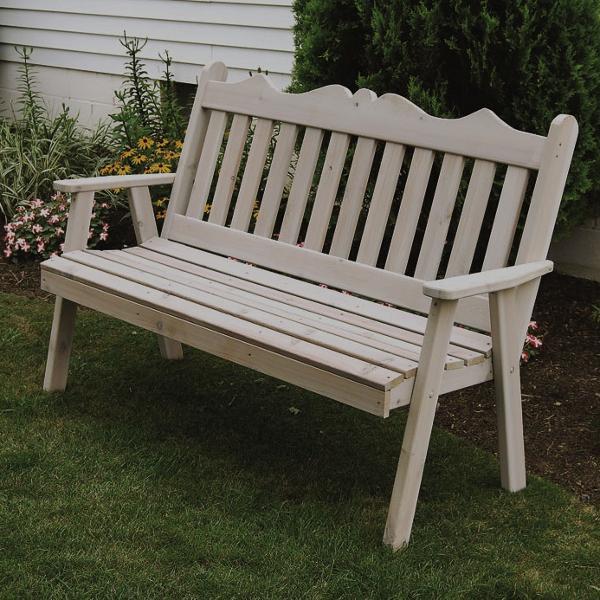 A &amp; L Furniture Western Red Cedar Royal English Garden Bench Garden Benches 4ft / Unfinished