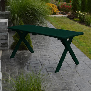A & L Furniture Yellow Pine Crossleg Table – Size 6ft & 8ft Outdoor Tables 6ft / Dark Green / No