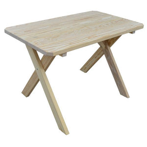 A & L Furniture Yellow Pine Crossleg Table – Size 6ft & 8ft Outdoor Tables 6ft / Unfinished / No