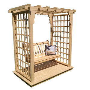 A & L Furniture Yellow Pine Lexington Arbor with Deck & Swing Porch Swings 5ft / Unfinished
