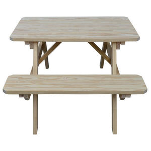 A & L Furniture Yellow Pine Picnic Table with Attached Benches Size 6ft and 8ft Picnic Table 6ft / Unfinished / No