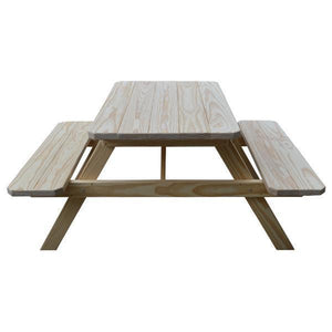 A & L Furniture Yellow Pine Picnic Table with Attached Benches Size 6ft and 8ft Picnic Table 6ft / Unfinished / No