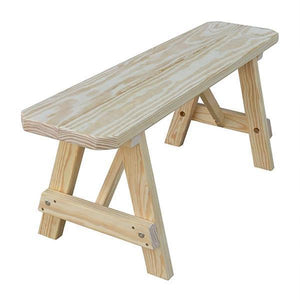A & L Furniture Yellow Pine Traditional Bench – Size 5ft, 6ft, 8ft Picnic Bench 5ft / Unfinished