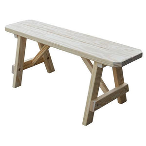 A & L Furniture Yellow Pine Traditional Bench – Size 5ft, 6ft, 8ft Picnic Bench 5ft / Unfinished