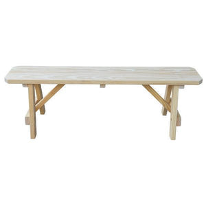 A & L Furniture Yellow Pine Traditional Bench – Size 5ft, 6ft, 8ft Picnic Bench 5ft / Unfinished