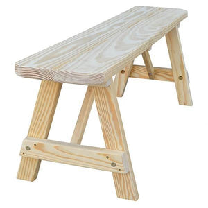 A & L Furniture Yellow Pine Traditional Bench – Size 5ft, 6ft, 8ft Picnic Bench 5ft / Unfinished