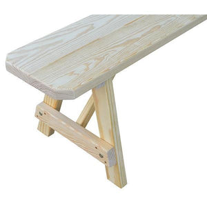 A & L Furniture Yellow Pine Traditional Bench – Size 5ft, 6ft, 8ft Picnic Bench 5ft / Unfinished