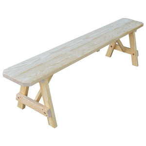 A & L Furniture Yellow Pine Traditional Bench – Size 5ft, 6ft, 8ft Picnic Bench 5ft / Unfinished