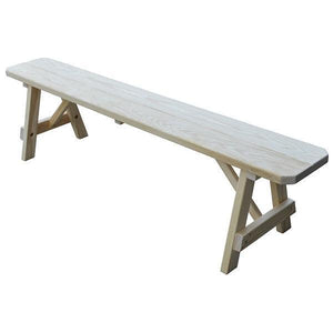 A & L Furniture Yellow Pine Traditional Bench – Size 5ft, 6ft, 8ft Picnic Bench 5ft / Unfinished