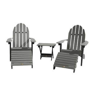 Adirondack 2 Essential Chairs with Folding Side Table & 2 Folding Ottomans Adirondack Chair Flint (Black/Gray)