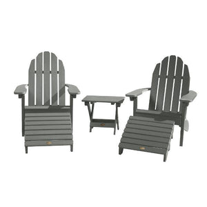 Adirondack 2 Essential Chairs with Folding Side Table & 2 Folding Ottomans Adirondack Chair Gray