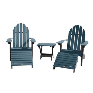 Adirondack 2 Essential Chairs with Folding Side Table & 2 Folding Ottomans Adirondack Chair Shale (Black/Blue)