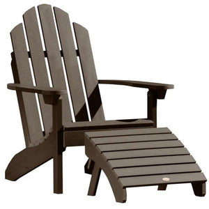 Adirondack Classic Westport Chair with Folding Ottoman Ottoman Weathered Acorn
