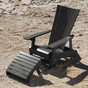 Adirondack Manhattan Beach Chair with Folding Ottoman Conversation Set