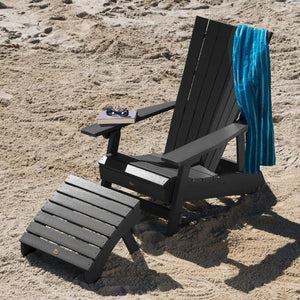 Adirondack Manhattan Beach Chair with Folding Ottoman Conversation Set