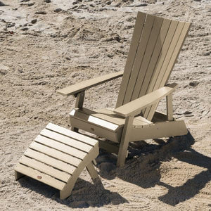 Adirondack Manhattan Beach Chair with Folding Ottoman Conversation Set