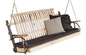 Amish Hickory Porch Swing Porch Swing Rustic / 4ft / Include Stainless Steel Swing Hangers