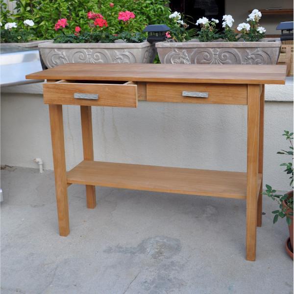 Anderson Teak Atlanta Rectangular Serving Table With 2 Drawers And 1 Shelf Outdoor Tables