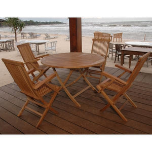 Anderson Teak Bahama Classic Folding Armchair 5-Pieces Dining Set Dining Set