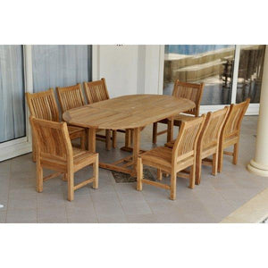 Anderson Teak Bahama Sahara 9-Pieces 87" Oval Dining Set Dining Set