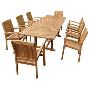 Anderson Teak Bahama Stackable Sahara 9-Pieces Rectangular Dining Set A Dining Set