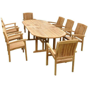 Anderson Teak Sahara Stackable 9-Pieces Oval Dining Set Dining Set