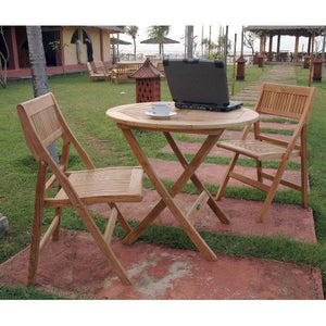 Anderson Teak Windsor 3-Pieces Folding Round Bistro Set Dining Set