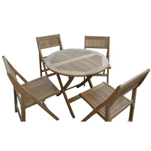 Anderson Teak Windsor 5-Pieces Folding Round Bistro Set Dining Set