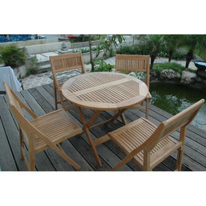 Anderson Teak Windsor 5-Pieces Folding Round Bistro Set Dining Set