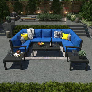 Bespoke Deep Seating 12 pc Sectional Sofa Set with Conversation and 2 Side Table Sectional Set