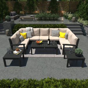 Bespoke Deep Seating 12 pc Sectional Sofa Set with Conversation and 2 Side Table Sectional Set