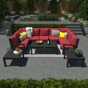 Bespoke Deep Seating 12 pc Sectional Sofa Set with Conversation and 2 Side Table Sectional Set