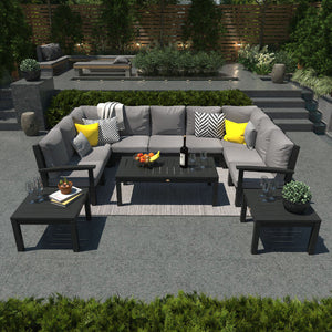 Bespoke Deep Seating 12 pc Sectional Sofa Set with Conversation and 2 Side Table Sectional Set