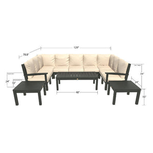 Bespoke Deep Seating 12 pc Sectional Sofa Set with Conversation and 2 Side Table Sectional Set
