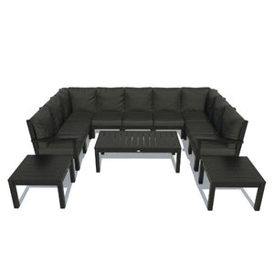 Bespoke Deep Seating 12 pc Sectional Sofa Set with Conversation and 2 Side Table Sectional Set Jet Black / Black