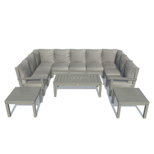 Bespoke Deep Seating 12 pc Sectional Sofa Set with Conversation and 2 Side Table Sectional Set Stone Gray / Black