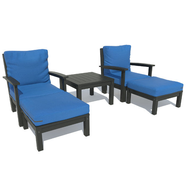 Bespoke Deep Seating Chaise Set with Side Table Chair Cobalt Blue / Black