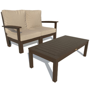 Bespoke Deep Seating Loveseat and Conversation Table Chair Dune / Weathered Acorn