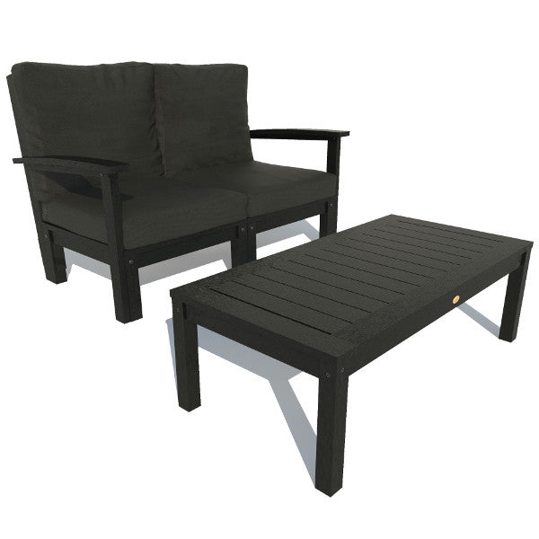 Bespoke Deep Seating Loveseat and Conversation Table Chair Jet Black / Black