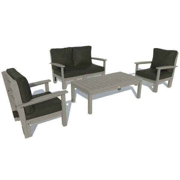 Bespoke Deep Seating Loveseat, Set of Chairs and Conversation Table Chair Jet Black / Coastal Teak