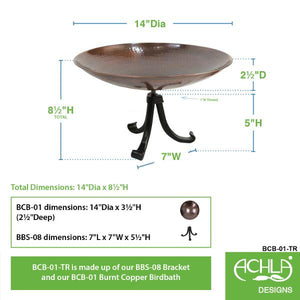 Burnt Copper Birdbath Birdbath