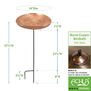 Burnt Copper Birdbath Birdbath