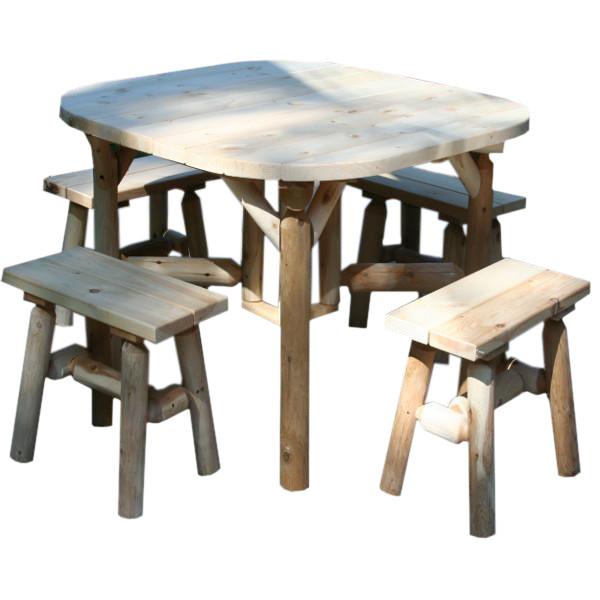 Cedar Log Roundabout Table with 4 Benches