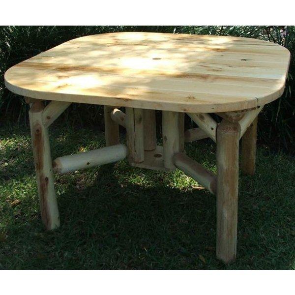 Cedar Log Roundabout Table with 4 Benches Dining Set