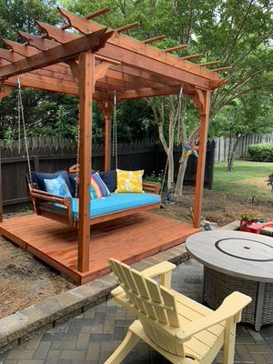 Cedar Pergola Swing Bed Stand - The Charming Bench Company