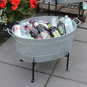 Classic Oval Galvanized Tub with Folding Stand