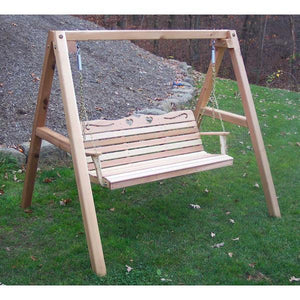 Creekvine Design Cedar Country Hearts Porch Swing w/ Stand Porch Swing Stands 4 ft / Unfinished